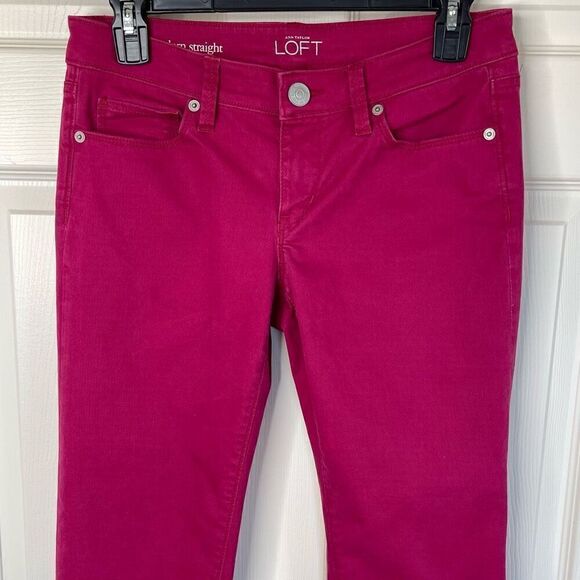 LOFT Low Rise Modern Straight Jeans (Berry Red) - 26/2 - Picture 4 of 10